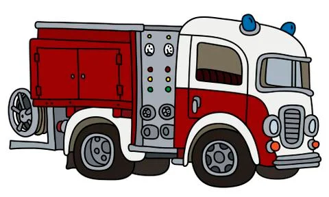 The old red and white fire truck Stock Illustration