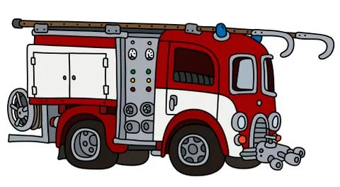 The old red and white fire truck Stock Illustration
