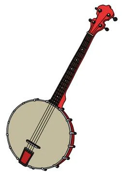 Old red banjo Stock Illustration