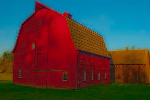 The Old Red Barn Down the Road Stock Photos