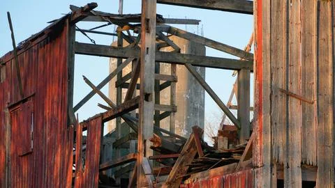 Old Red Barn Fallen Stock Photos