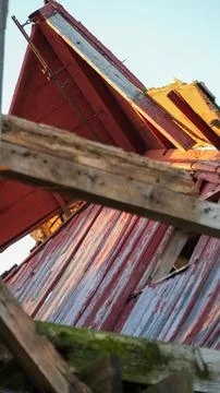 Old Red Barn Fallen Stock Photos