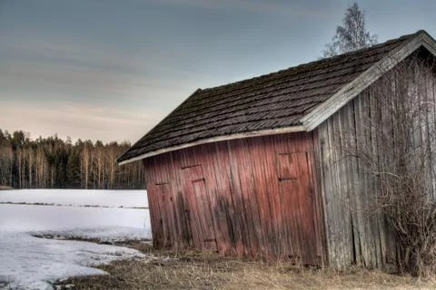 Old red barn Foto stock