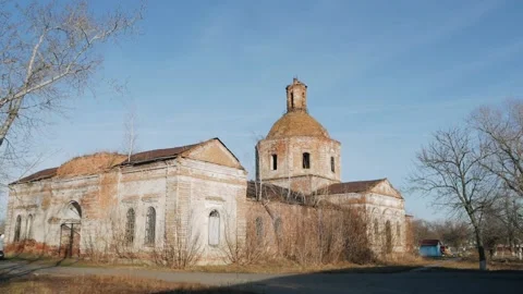 Old red brick abandoned orthodox Church. Stock Footage 147692652