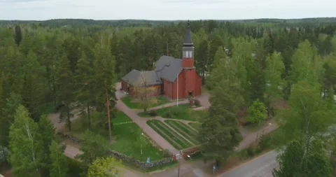 Old red brick church. Stock Footage 280932370