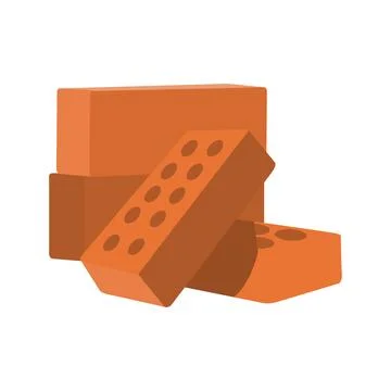 Old Red Brick Isolated on White Background. Solid Clay Building Material 库存插图