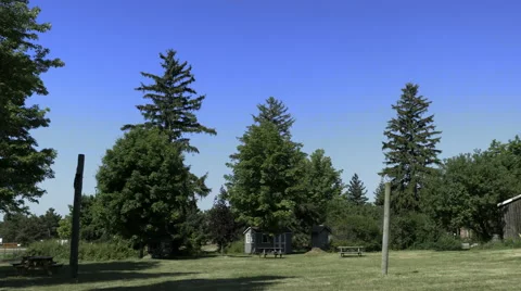 Old red brick schoolhouse ca 1852. Stock Footage 64601024