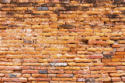 Old red brick wall at ancient building in Ayutthaya the ancient capital city of Fotos de archivo