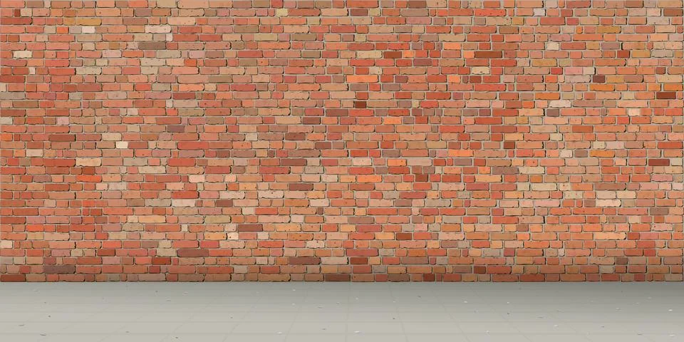 Old red brick wall background with the sidewalk graphic illustration have b.. Stock Illustration