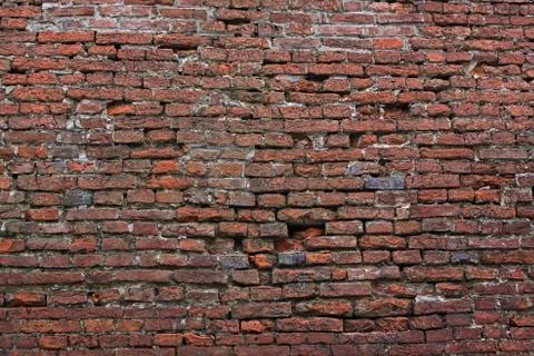 Old red brick wall for background or texture Stock Photos