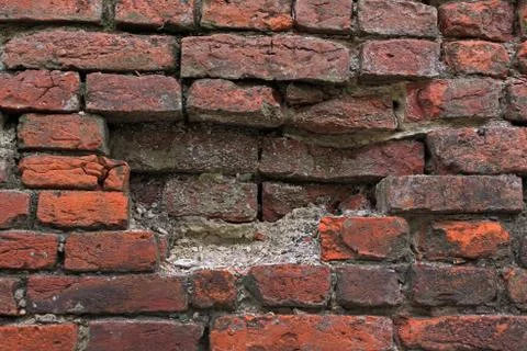 Old red brick wall for background or texture Stock Photos