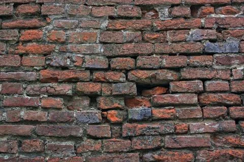 Old red brick wall for background or texture Stock Photos
