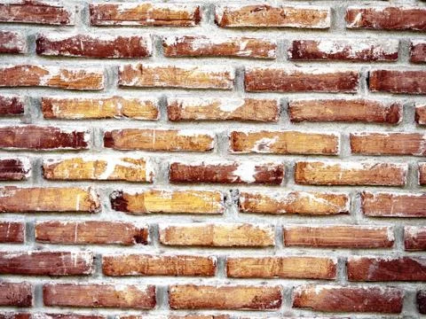Old red brick wall background, Background of old vintage dirty brick wall wit Stock Photos