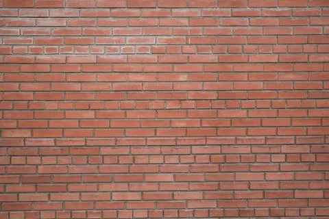 Old red brick wall background, wide angle view . Construction concept Foto stock