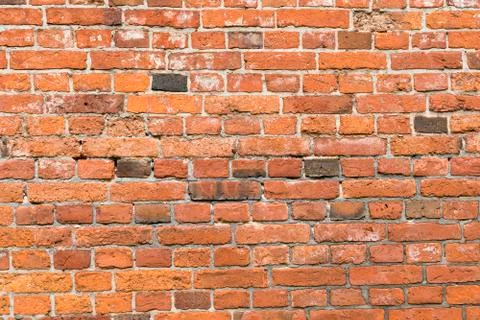 Old red brick wall for backgrounds and compositions Stock Photos