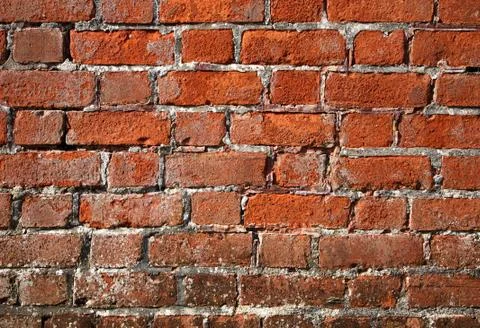 Old red brick wall close up. Fotos Stock