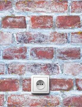 Old red brick wall with electrical outlet Stock Photos
