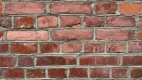 Old red brick wall with gray mortar as a textured background Видео 341830132