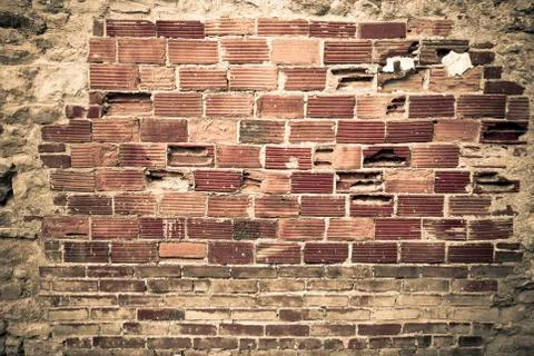 Old red brick wall Stock Illustration