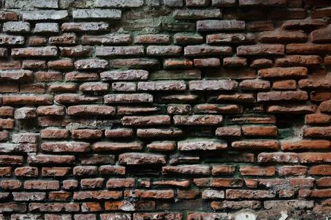 Old red brick wall pattern background, bricks texture pattern background. Stock Photos