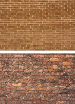 Old red brick wall plain Stock Photos