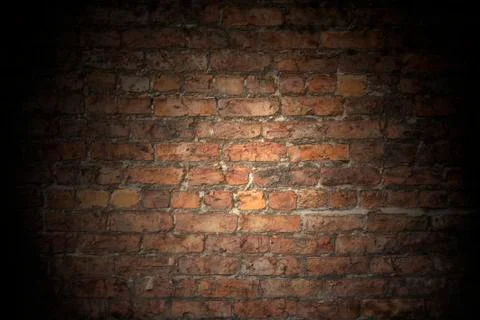 Old red brick wall plain Stock Photos