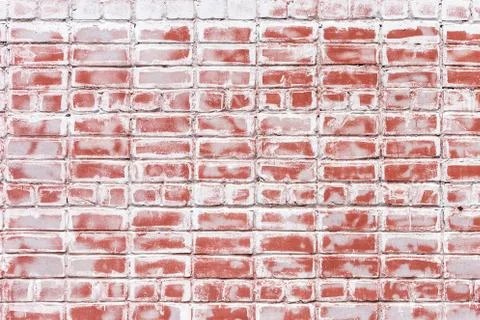 Old red brick wall, rustic texture, designer background. Stock Photos