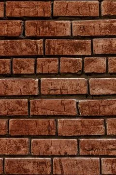Old red brick wall, rustic texture, design vertical background. Stock Photos