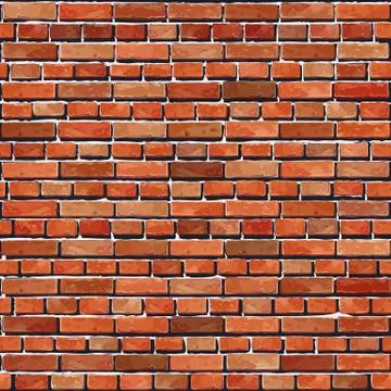 Old Red brick wall seamless Vector illustration background - texture pattern Stock Illustration