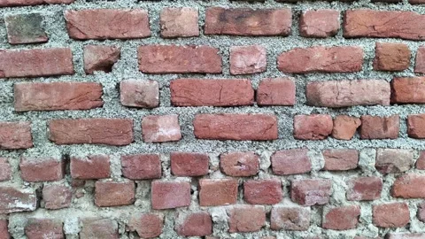 Old red brick wall texture with grey cement mortar Stock Footage 327652337