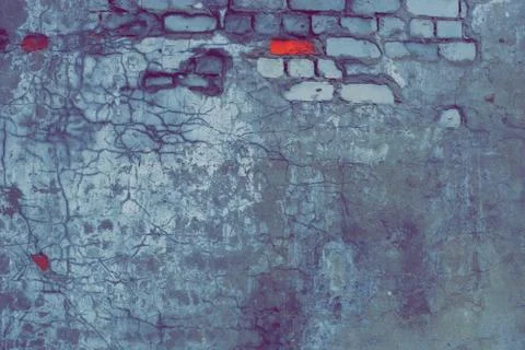 Old red brick wall texture background. cement grey plaster 스톡 사진