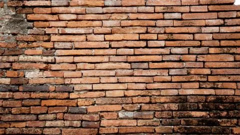 Old red brick wall texture grunge background. Stock Photos