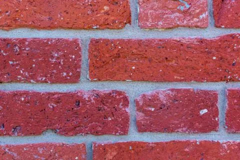 Old red brick wall texture close up with copy space. Background image Stock Photos