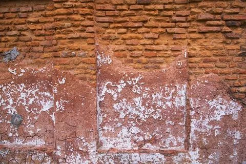 Old red brick wall texture background. Grunge cement surface Stock-Fotos