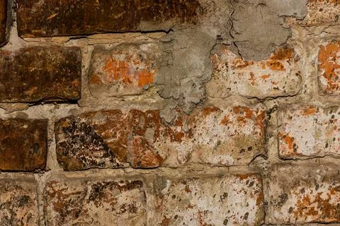 Old Red Brick Wall Wide Texture. Distressed Brickwall Background. Grungy Ston Stock Photos