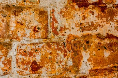 Old Red Brick Wall Wide Texture. Distressed Brickwall Background. Grungy Ston Stock Photos