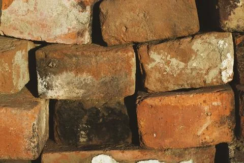 Old Red Bricks Stack Background Stock Photos
