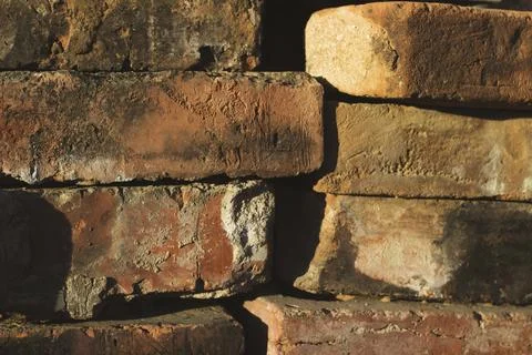 Old Red Bricks Stack Background Stock Photos