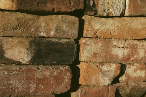 Old Red Bricks Stack Background Stock Photos