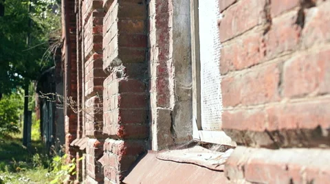 Old red building with large Windows Video stock 57323013
