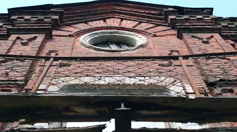 Old red building with large Windows Video stock 57323065