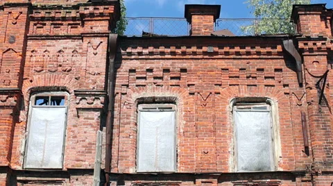 Old red building with large Windows Video stock 57325012