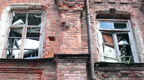 Old red building with large Windows Stock-Footage 57325276