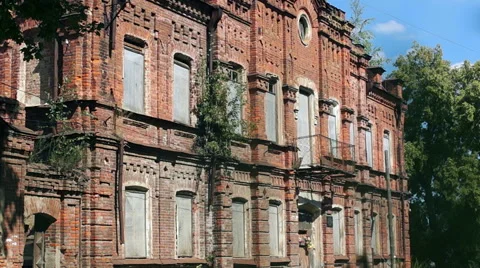Old red building with large Windows Stock-Footage 57325297