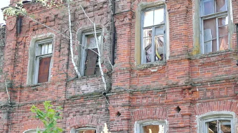 Old red building with large Windows Stock-Footage 57325338