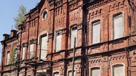 Old red building with large Windows Stock-Footage 57325349
