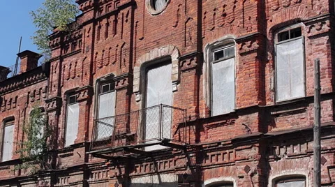 Old red building with large Windows Stock-Footage 57325391