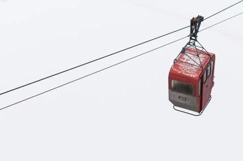 Old red cable car. Stock Photos
