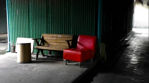 Old Red Chair Stock Footage 66005787