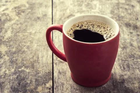 Old red coffee mug Foto stock